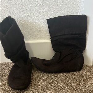 Slouchy Black Suede Boots